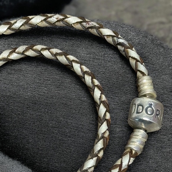 Retired Pandora Moments Double Champagne Braided Leather Bracelet - Picture 6 of 13